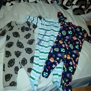 3 fleece baby all in one pjs