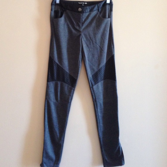 Faux Leather embellished gray pants