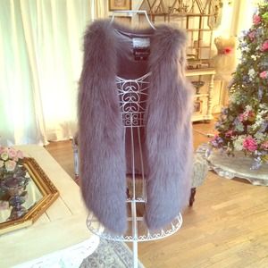 Silver Faux Fur Vest