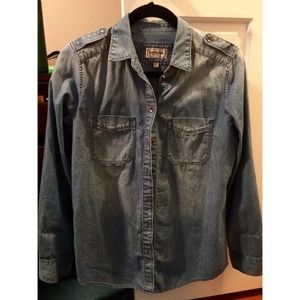 Express Boyfriend Denim Long Sleeve Shirt