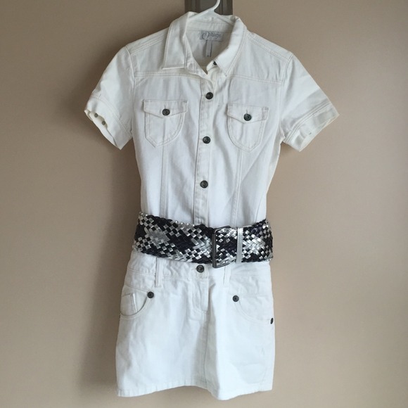 White denim mini dress