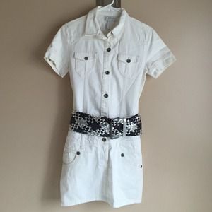 White denim mini dress