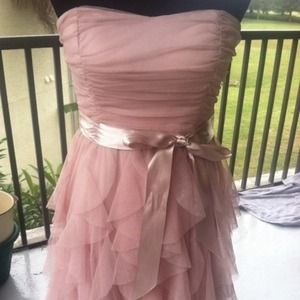 Ruffled pink strapless dress