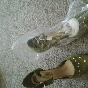 Olive green suede shoes