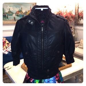 Black Faux Leather Cropped Jacket