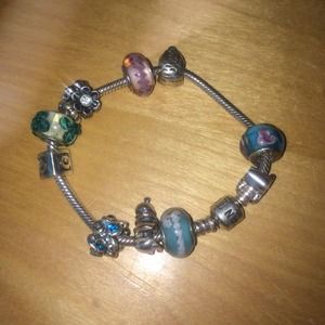 7" pandora bracelet with authentic charms