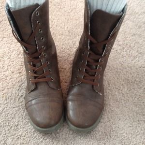 Dark brown combat boots