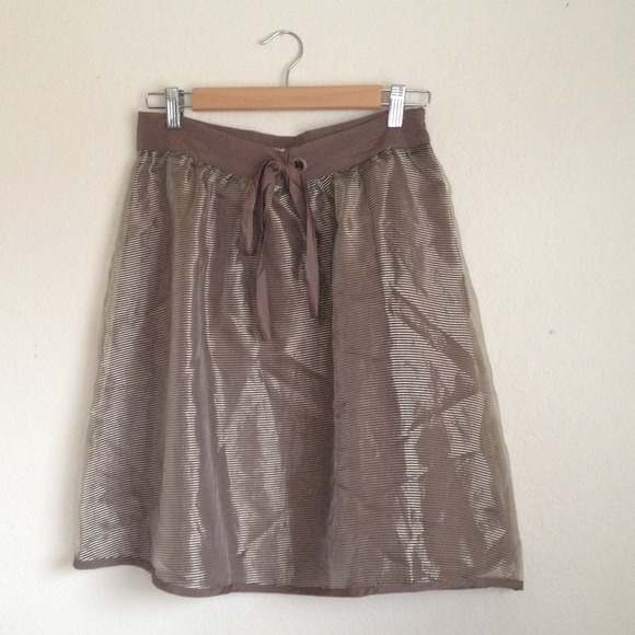 Metallic Overlay Perfect A-Line High Waisted Skirt