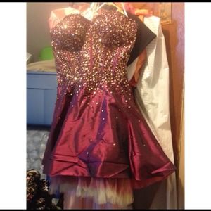 Maroon & Gold sequin cockail dress