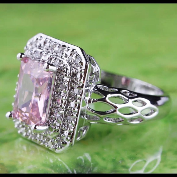 Sold Pink & White Topaz Silver Ring - Picture 2 of 2