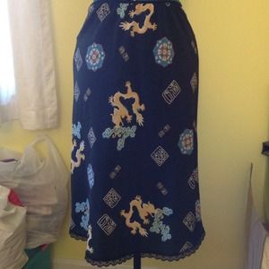 Beautiful Dragon Print Black Skirt