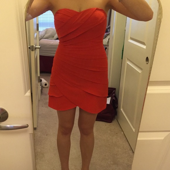 Strapless orange/red dress, size M.