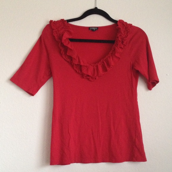 Ruffle Neck Quarter Sleeve Dream-weight Cotton Tee