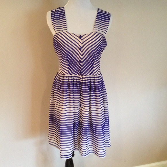 Blue and white striped dress