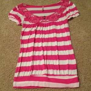 Hot pink striped shirt