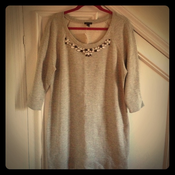 Ann Taylor Dresses & Skirts - Ann Taylor Jeweled Collar Sweatshirt Dress