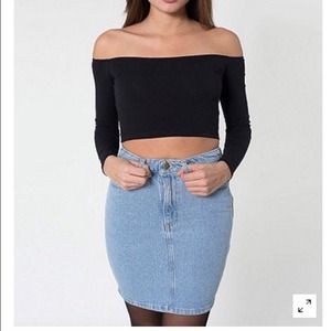 American Apparel High Waist Denim Mini Skirt