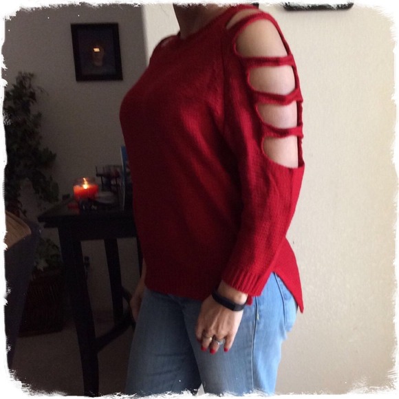 Rebellious.one Sweaters - Distressed Red Sweater