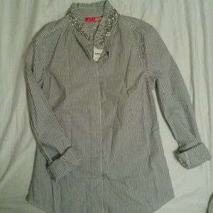 Jeweled Collar Button Down