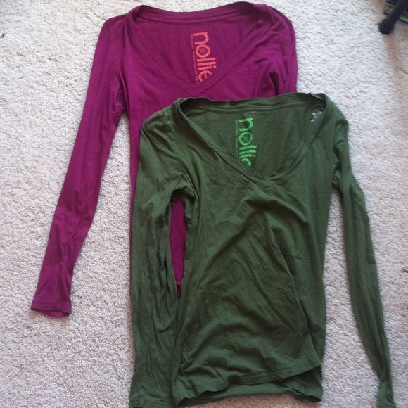 Solid purple and green long sleeve