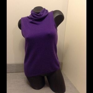 Cashmere turtleneck sleeveless sweater.  Purple!