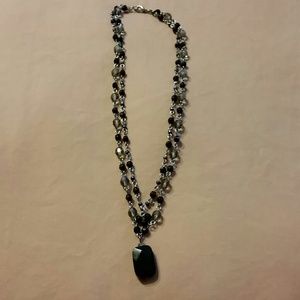 Black gray bead necklace