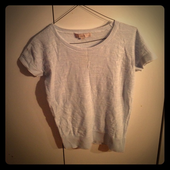 🆕white and baby blue thin striped sweater tee SP