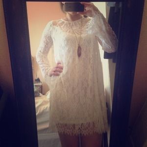 • u o • lace shift dress