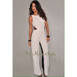 Color block key hole back jumpsuit