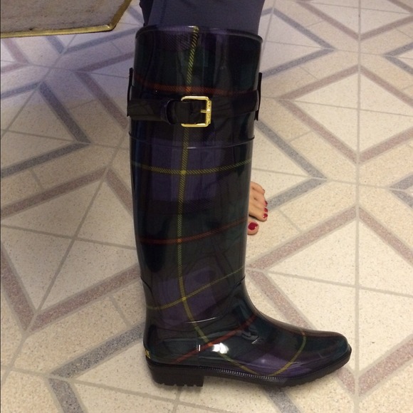ralph lauren rain boots plaid