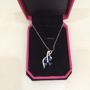 Blue Sapphire Flower Necklace