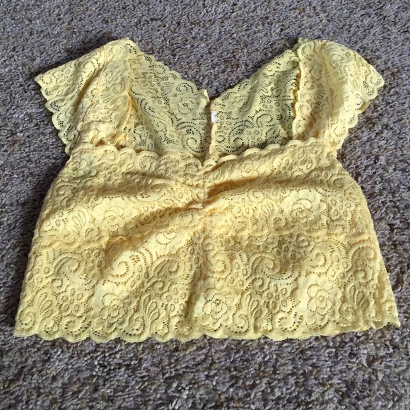 Yellow Lace Crop Top