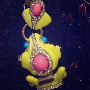 Frog clasp necklace. Bright bold colors.
