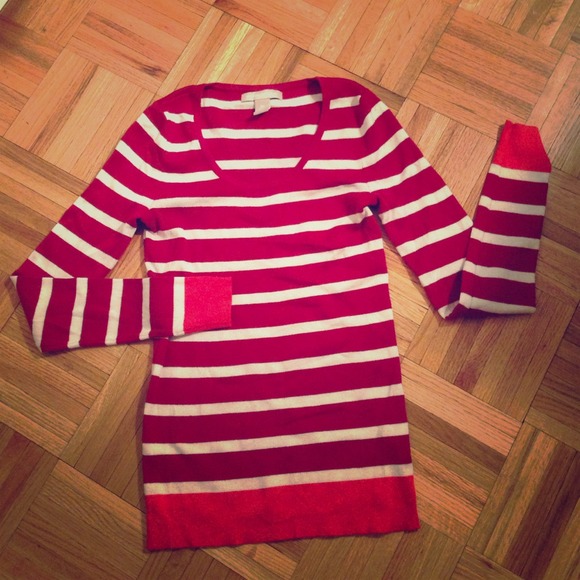 Red and white striped thin sweater top