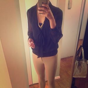 Sheer long sleeve tie top (work)