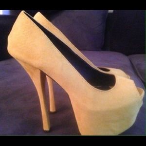 Fahrenheit (FRH) yellow open-toe platform heels