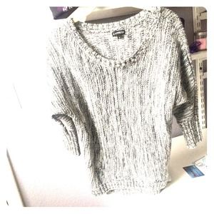 Express 3/4 Sleeve Grey and White Sweater