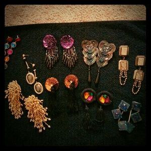 9 pairs of vintage earrings  includes backings
