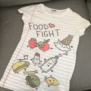 Forever 21 notebook print food fight shirt