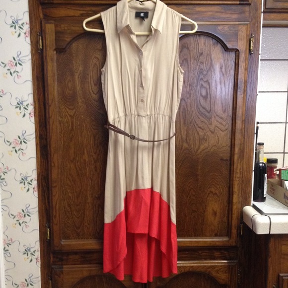 Cream and coral dress