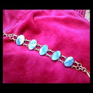 Beautiful blue shell silver bracelet