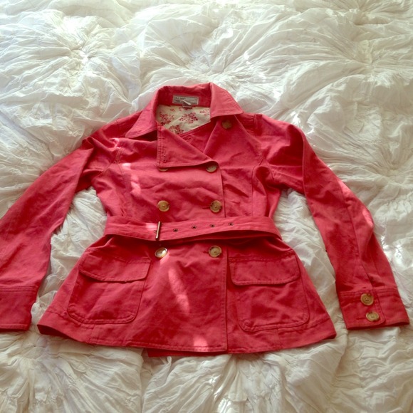 Coral trench coat pea coat xs