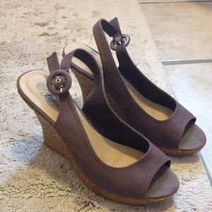 Brown wedge shoes