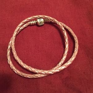 Pink leather pandora bracelet