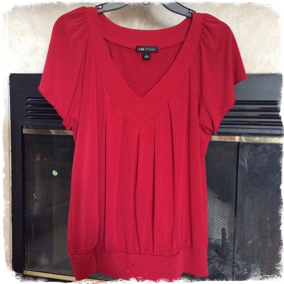 I.N. Studio Tops - Red Shirt