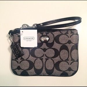 Coach Black Logo Wristlet