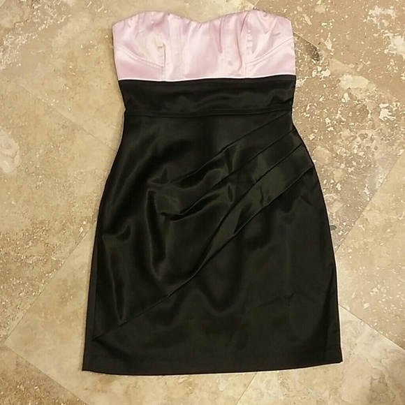 Strapless Light Pink & Black Dress!  Sz Small - Picture 1 of 4