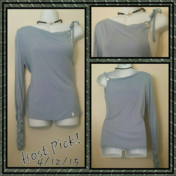 NWT- Sky blue long sleeve one shoulder top