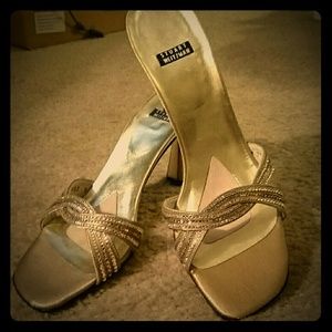 Stuart Weitzman Gold Slide Sandals Size 8