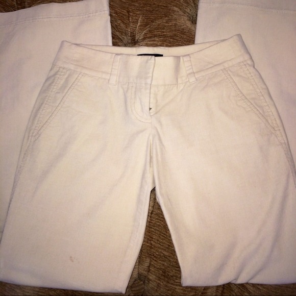 Cream colored velvet pants.